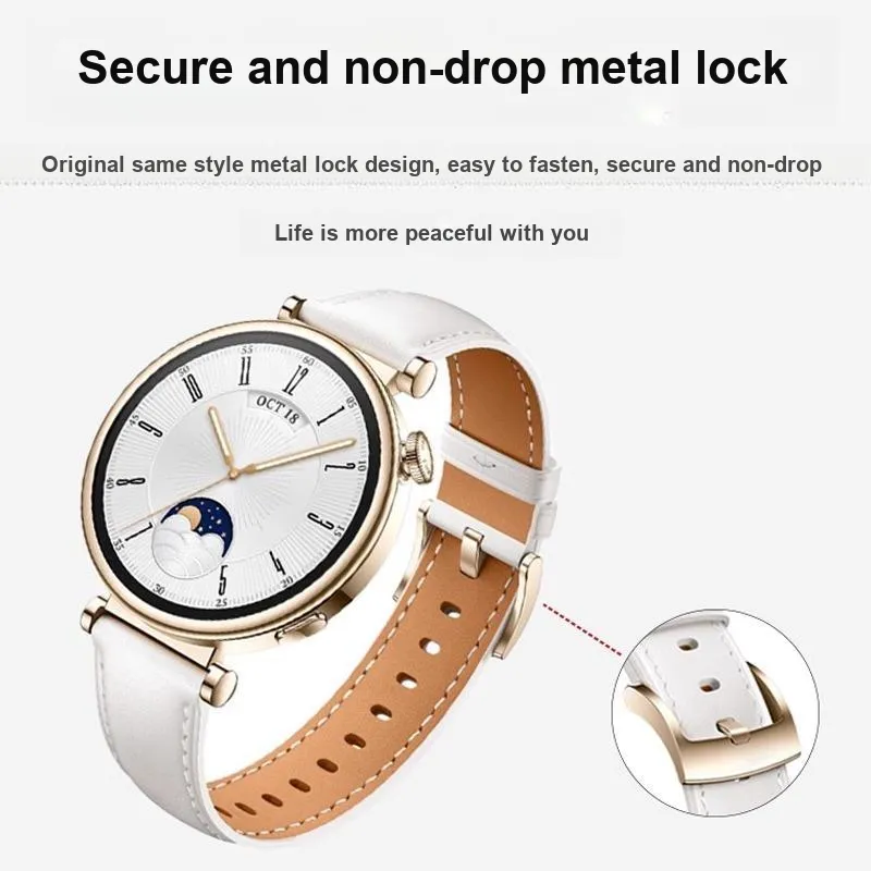 FZRT Huawei Compatibility Watch Band Minimalist Style Premium Leather Strap Cowhide Leather Material-3