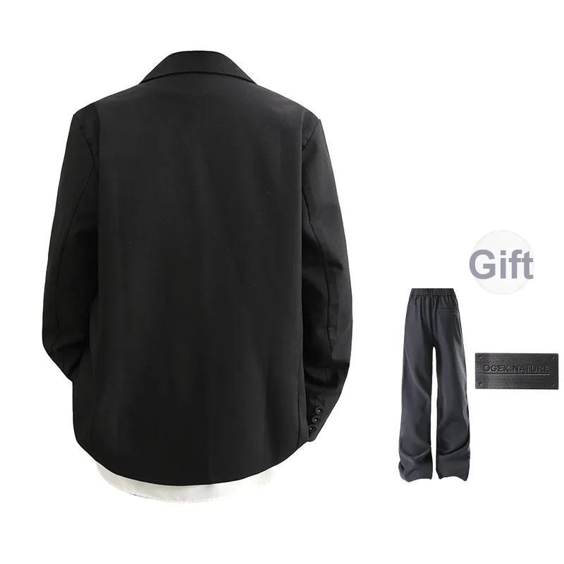 OGEK Business Suit Unisex Dark Gray Comes With White Shirt+Brooch-14