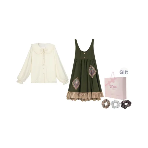 SNBL Рубашка + Юбка с подтяжками Женские Комплекты Юбка