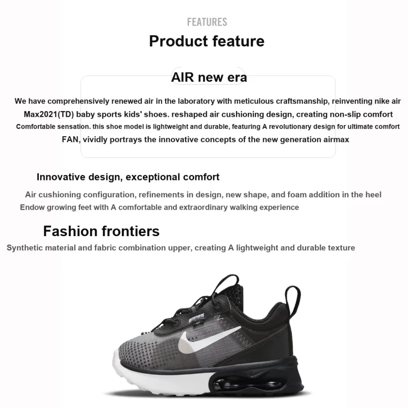 Nike Air Max 2021 Low Top Running Shoes Black Gray Infant And Toddler-1