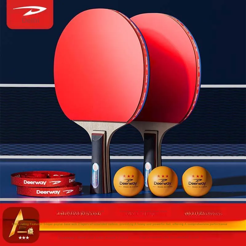 DEERWAY Ping Pong Paddles Unisex 5 Layer Poplar Base With Fragrance Carbon-4