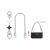 (Silver) Black White Four-Leaf Clover Extender Chain+Decorative Chain 40cm+Free Allen Key Screwdriver