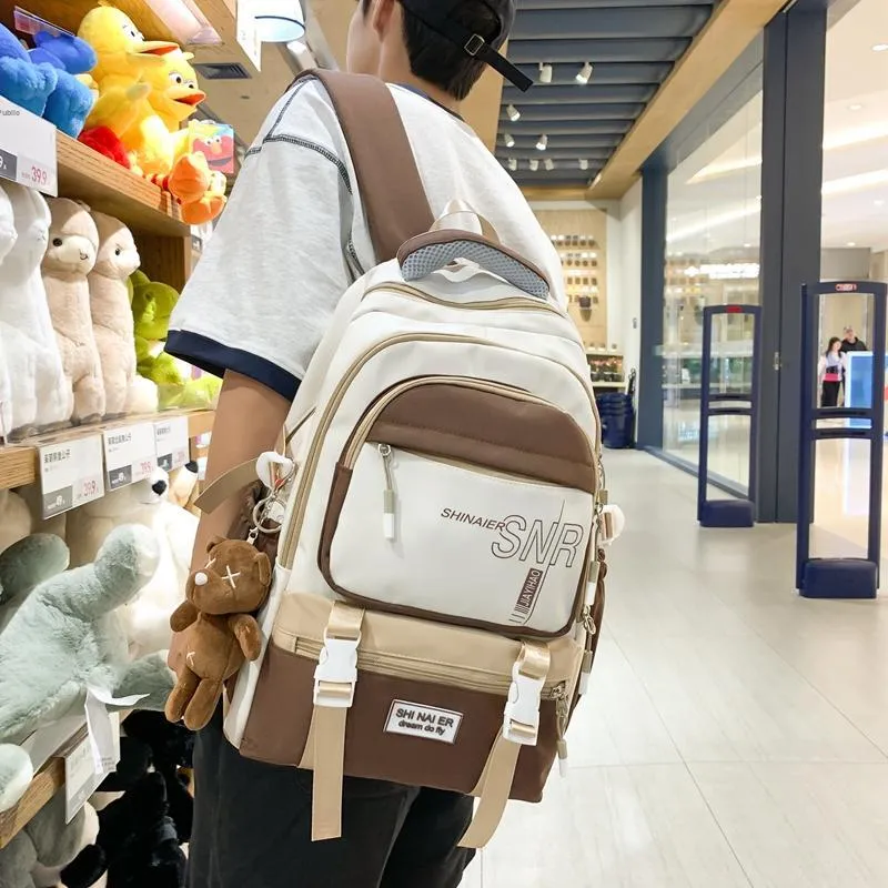 GOBLIN SHARKS 1759 Nylon Backpack Unisex Black/Red White Blue/Pink/Brown Green-16