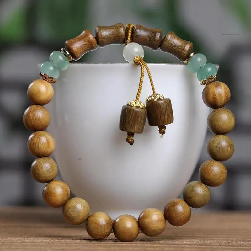 YUFANGCHUN Green Sandalwood Wooden Bracelets Unisex-3