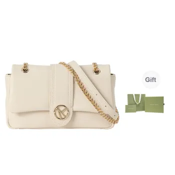 VANESSA HOGAN Vh Classic Series Cow Leather Small Square Bag Shoulder Bag Regular Women's Ecru/Black