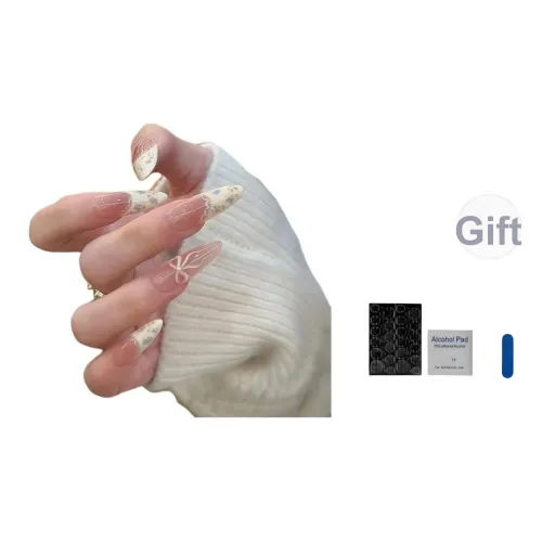 OUYUJI Ручной работы Готовый товар Съемный False Nail False Nail Миндаль Средний LADDER Кожа Стиль Smudge Instagram