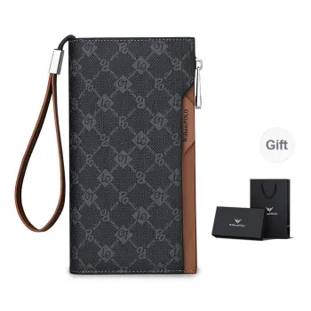 WilliamPOLO PVC Clutch Multifunction Anti-Theft Brush Cell Phone Wallet Men's Black
