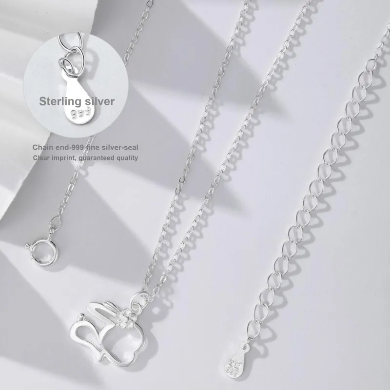 MISS WEI S 999 Fine Silver Necklaces Women's-4