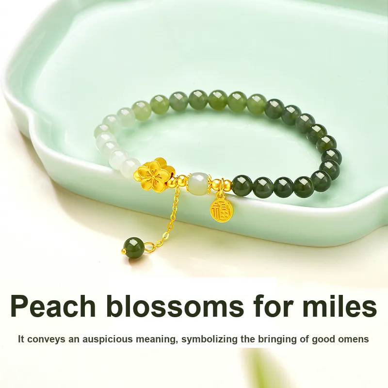JINLIUFUJIXIANG Hetian Jade Bracelets Green Jade Unisex-1
