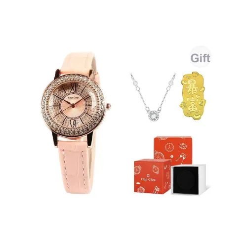 Clip Clop Кварцевый механизм ремешок из полиуретана женские часы золотой циферблат