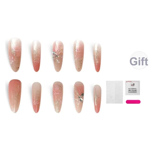 JIABITU Смешанная Бабочка False Nail Миндаль Градиент Телесный Стиль Instagram 17 мм