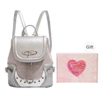 DCLOUD PU Backpack Small Size Women's Silver/Black