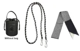 100cm Crossbody Leather Chain+Houndstooth Silk Scarves