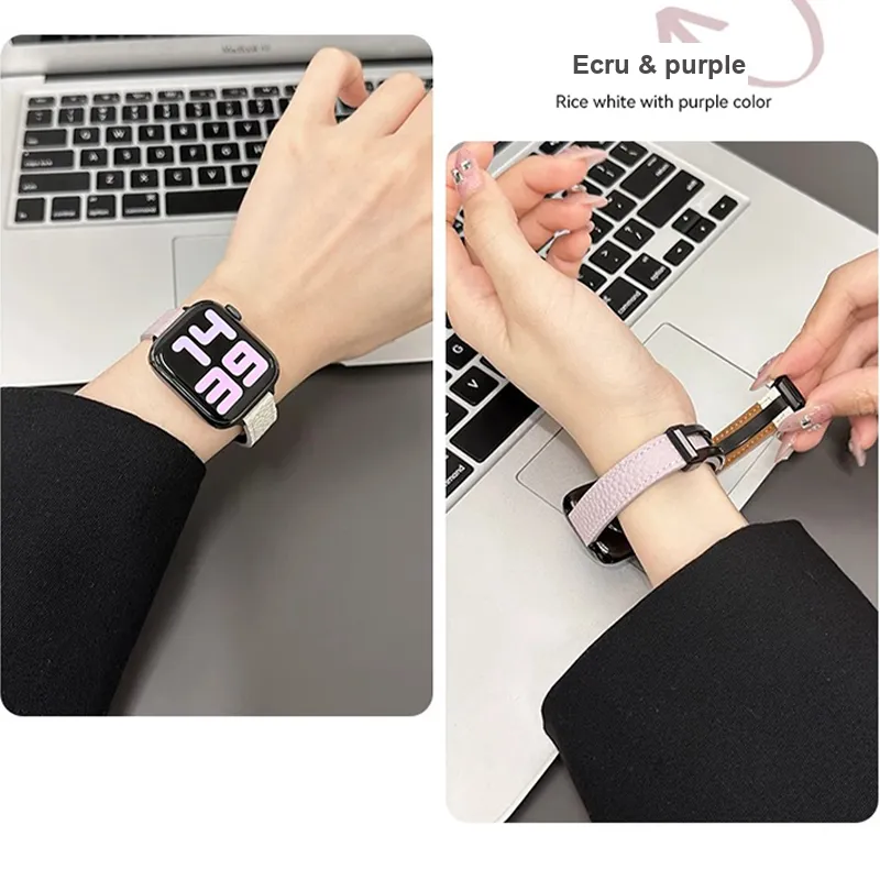 Senior's House Apple Compatibility Watch Band 38 49mm Leather Material-7