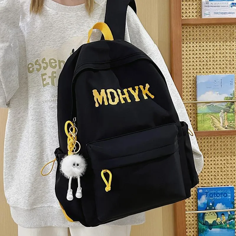 WICKBUEN Nylon Backpack Unisex White/Black/Purple/Yellow-7