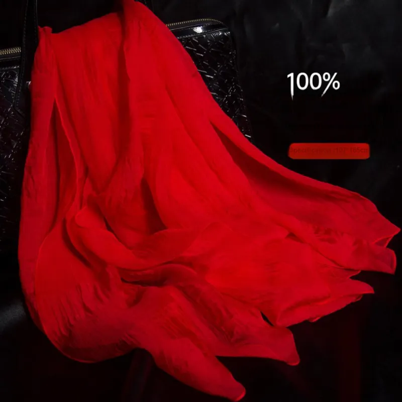 Red Bean Mulberry Silk Scarves Women's-17