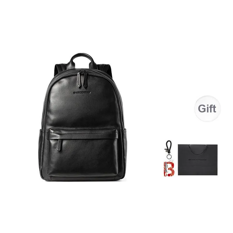 Sharkborough Top Grain Cow Leather Backpack Large Size Men's Black