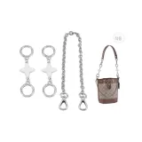 Silver (Round Buckle) White Four-Leaf Clover 10cm*2+Silver Plate Buckle Decorative Chain 35cm