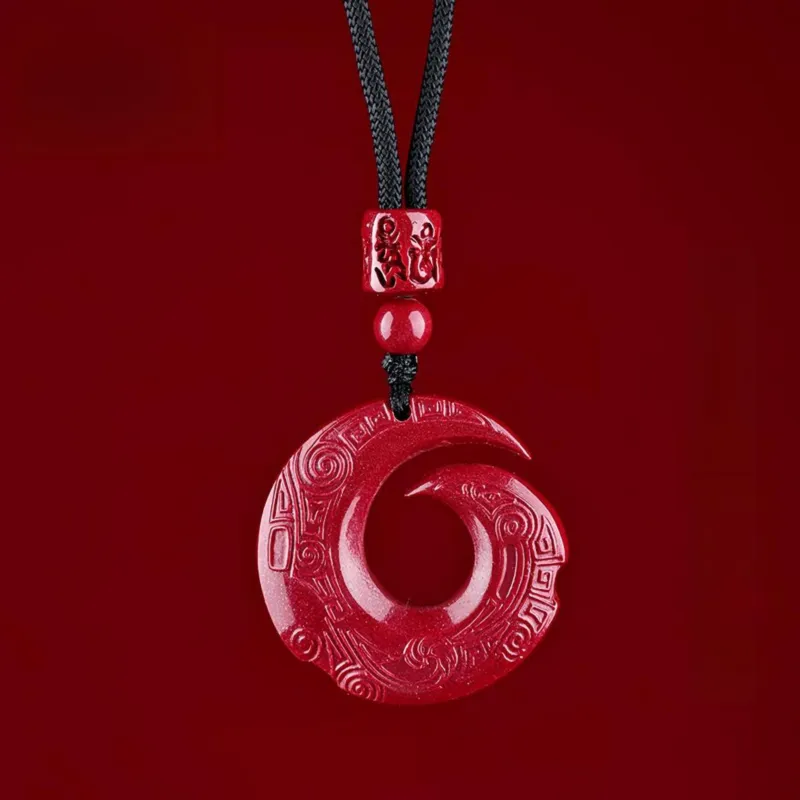 MY WORLD BEGINS AND ENDS WITH YOU Reconstructed Cinnabar Necklaces Unisex-5