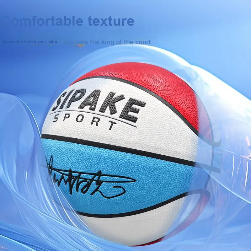 SIPAKESPORT PU Basketball Red Blue White Size 7 Ball Training Unisex-4