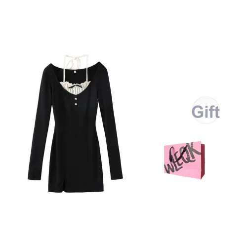 WLEQK Длинное платье с длинными рукавами женское