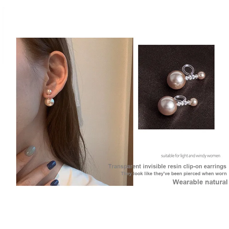 Yiru Round Bead Clip On Earrings Women's-3