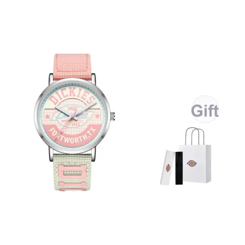 Dickies Женские часы Для старшеклассников Студенческие Кварцевый механизм Нейлоновый ремешок Розовый циферблат