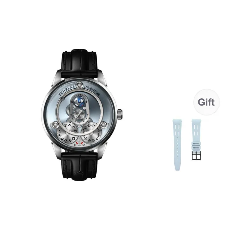 BEHRENS Creative Home Collection Automatic Mechanical Movement Genuine Leather Strap Watch Unisex Blue Dial-2