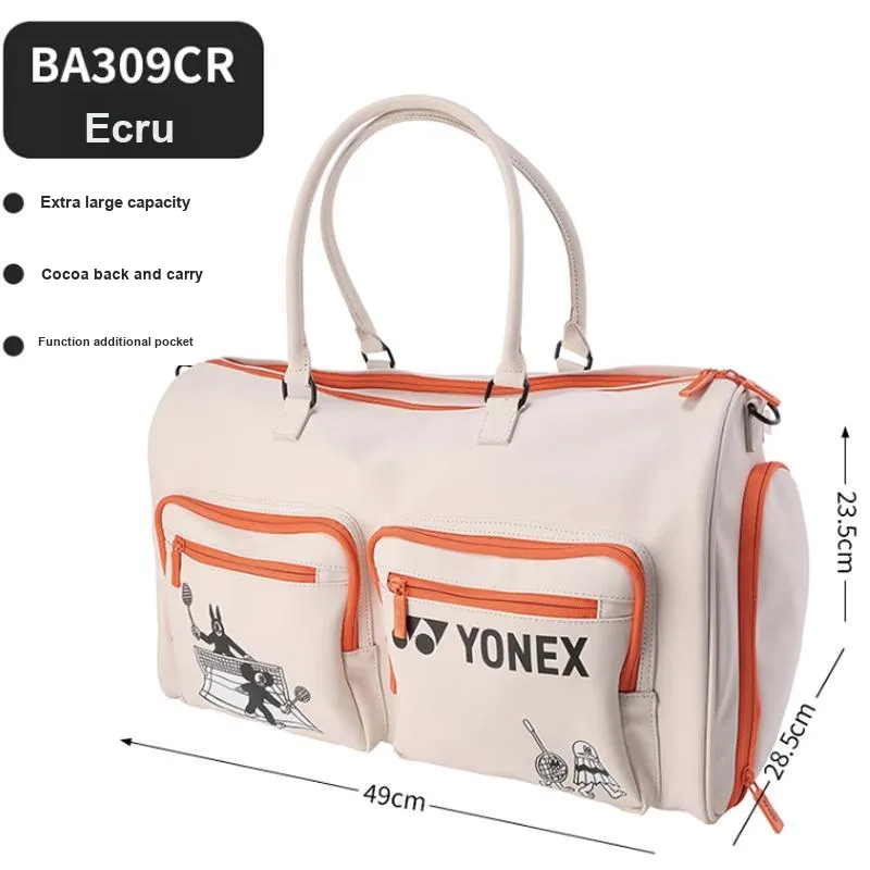 YONEX Badminton Racket Bags 2 Pcs Pack Fashion Casual Multipurpose Strap Ecru Unisex Front Storage Pocket-3
