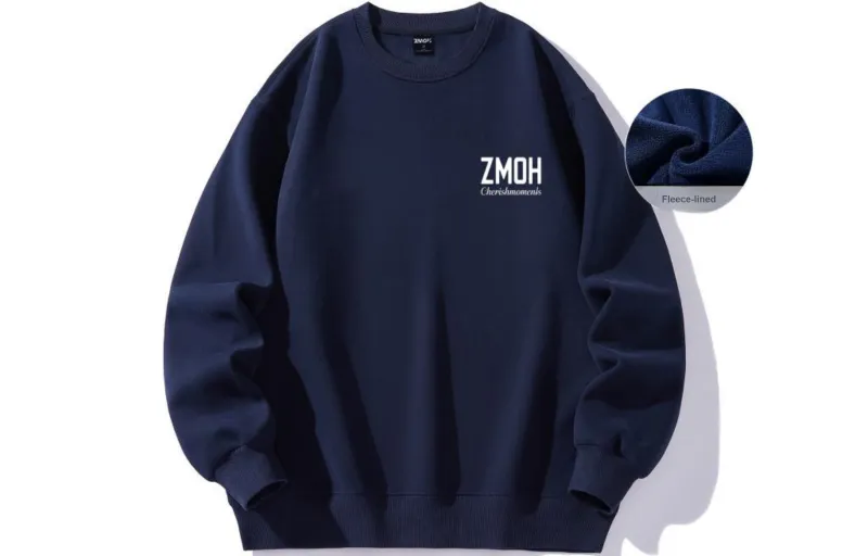 ZMOH Fleece Lined Crew Neck Sweatshirt Unisex Couple's-8