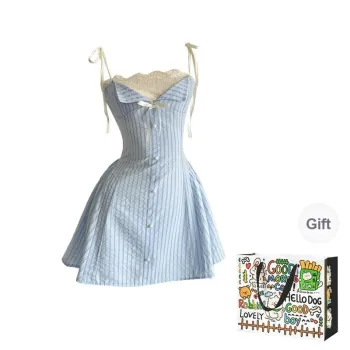 DEDY Slip Dresses Women's Blue Shopping Bag Included