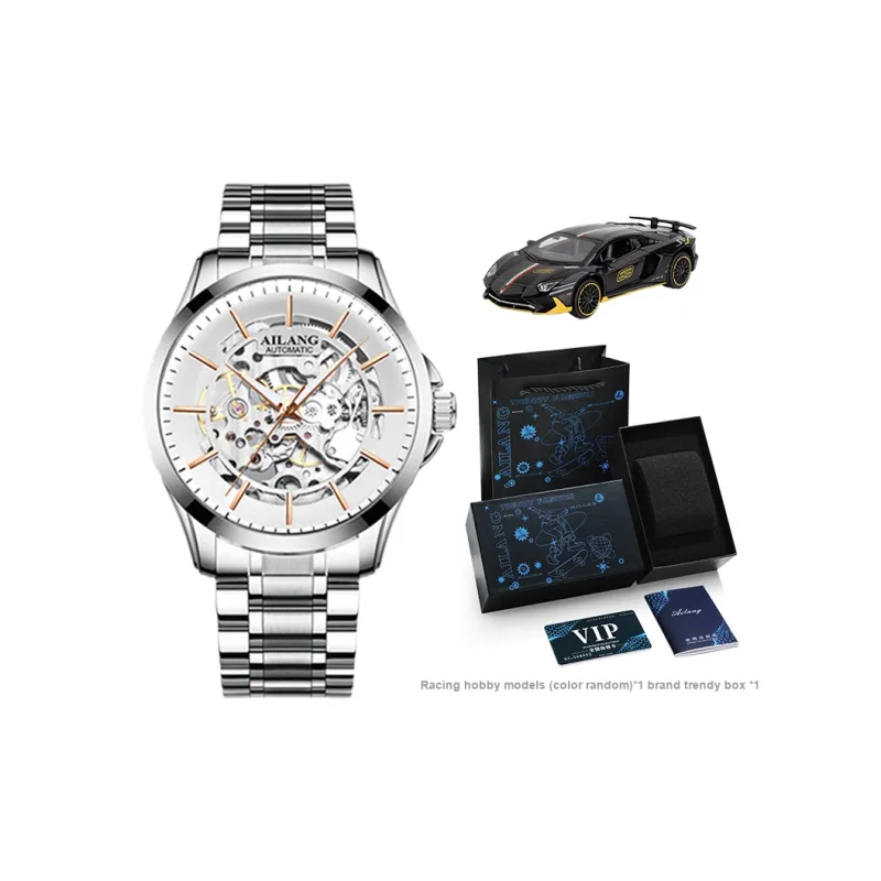 AILANG Automatic Mechanical Movement Stainless Steel Watchband Watch Men's Watches Black Dial-7