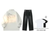 Set (Белый топ + Черно-серые брюки) (Включает рубашку с коротким рукавом)
