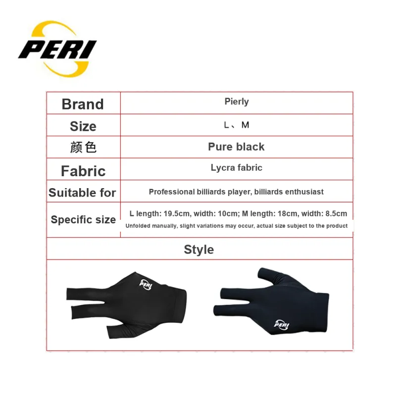 PERI Billiards Three Finger Gloves Lycra Unisex Blue Black-2