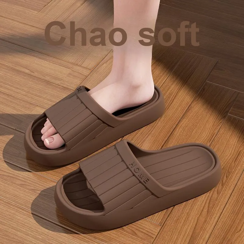 Foot Recreation Minimalist Style Vertical Stripes Letter Comfortable Quiet Slip Resistant Slippers Home Slippers Unisex-34