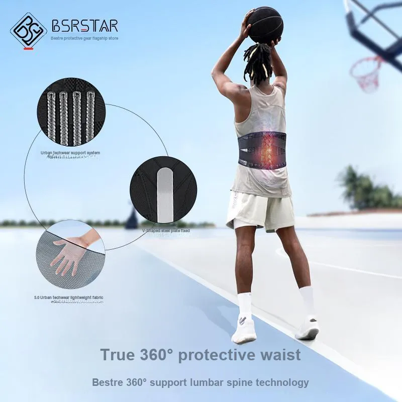 BESTRAY Waist Protector Belt Breathable, Protective, Rehabilitation, Compression, Slip Resistant Black Men's-2