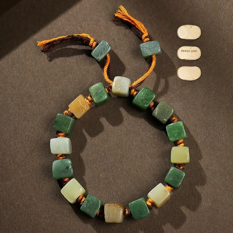 YINXIANGMOU Hetian Jade Bracelets Pale Greenish White Jade Men's-6