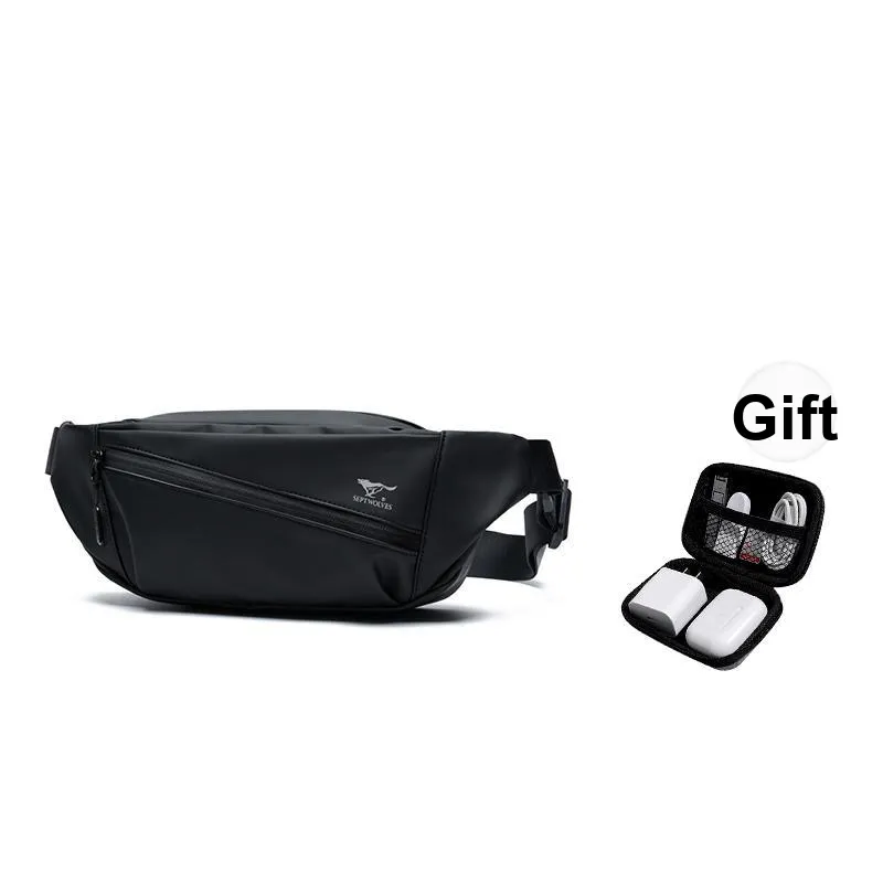 SEPTWOLVES Artificial Leather Sling Bag Regular Unisex Black-6