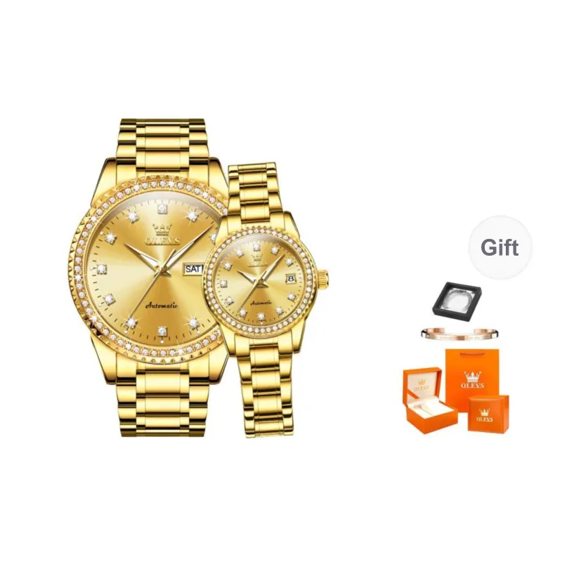 OLEVS Mechanical Movement Stainless Steel Watchband Watch Unisex White Dial-9