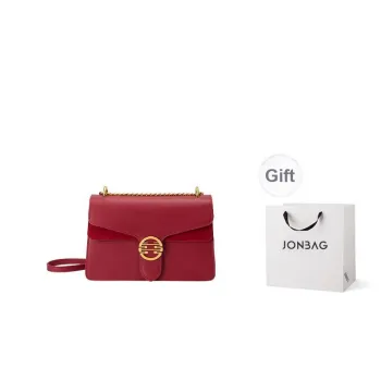 JONBAG Synthetic Leather Shoulder Bag Medium Size Women's Red
