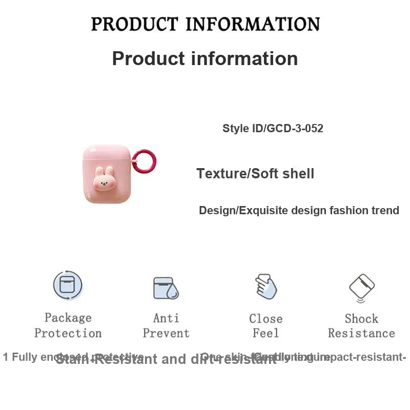 GUCADI For Airpods1/2/3Airpods Pro1/2 Plastic Creative Cute Cartoon Little Rabbit Apple Bluetooth Headphone Case-2
