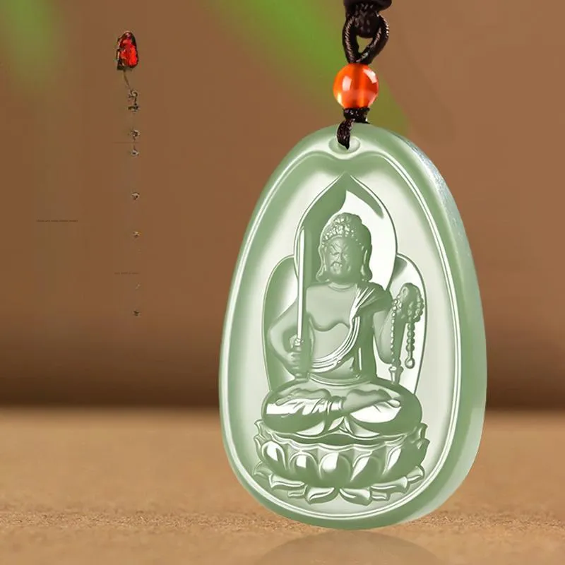 KUNYUYAO Chinese Zodiac Guardian Deity Guardian Buddha Guanyin Pendant Jade Pendant Pale Greenish White Jade Unisex-65