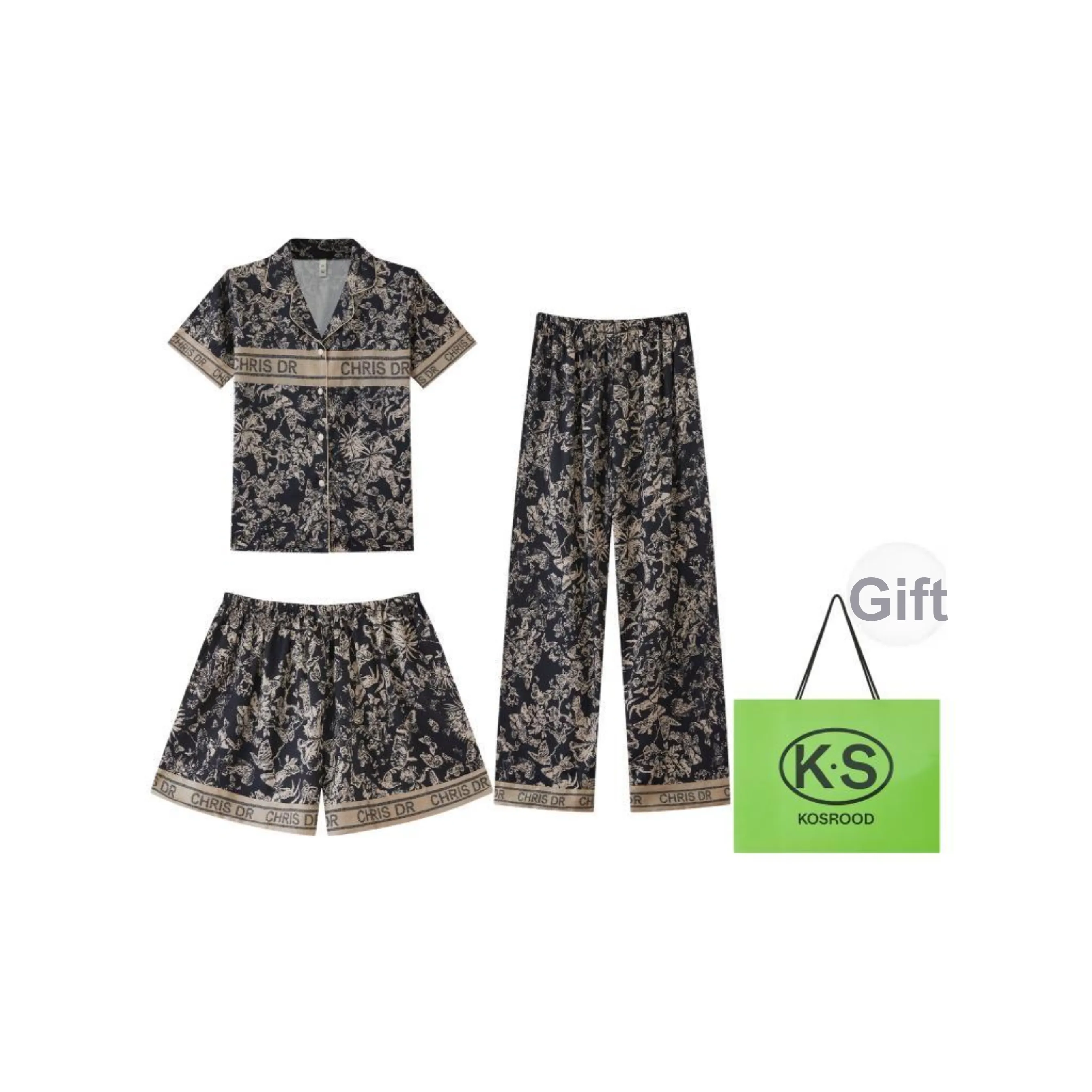 Kosrood Pajama Set Women's Three Piece Set Dale Maple Lin