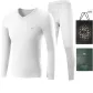 Thermal Underwear Tops and Long Johns Set (White)-100% cotton, Breathable, Antibacterial, Thermal