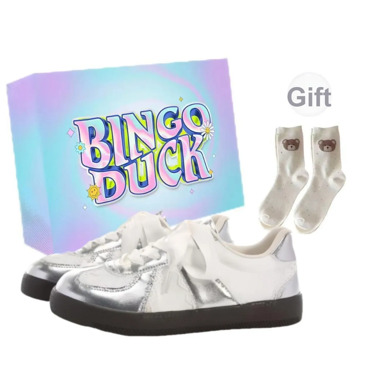BINGO DUCK Slip Resistant, Height Increasing, Lightweight, And Breathable Low Top Skateboard Shoes Women's