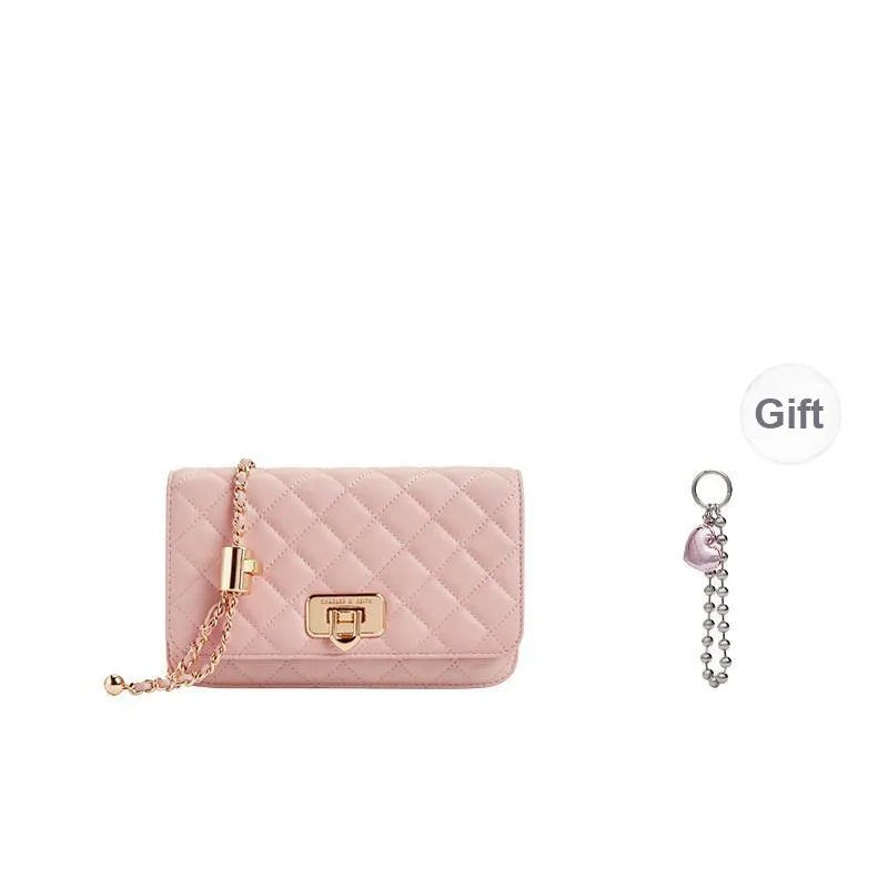 CHARLES&KEITH PU Small Square Bag Shoulder Bag Regular Women's Black/Beige/Cream Milk White/Pink-17