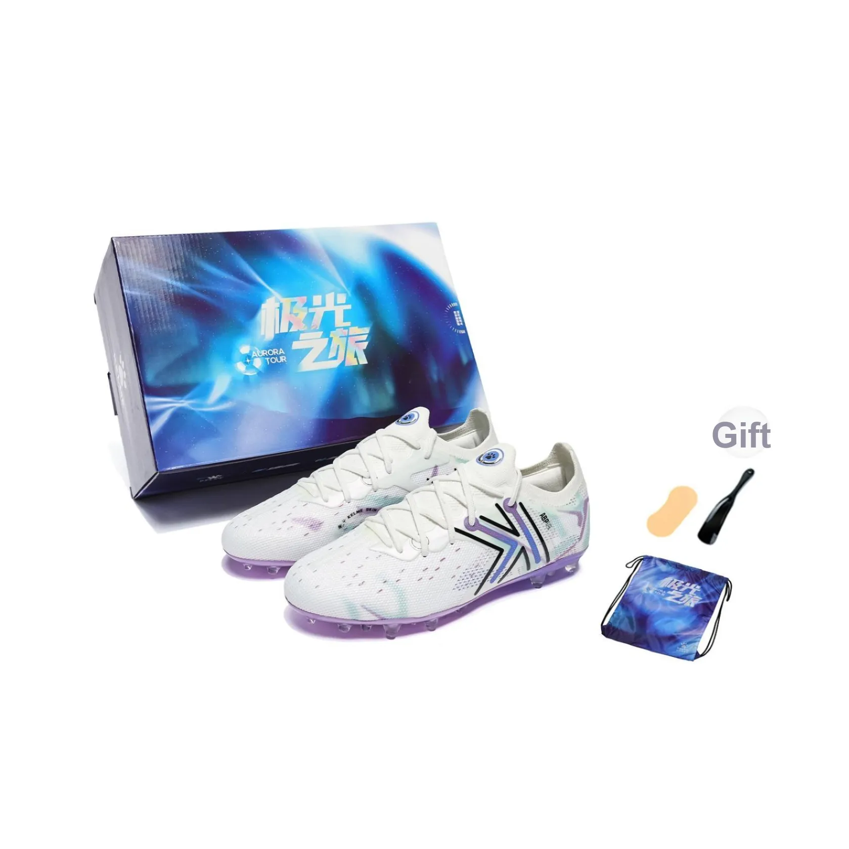 KELME Ji Di 5,0 MG MULTI Ground Амортизация Противоскользящие Поддержка Футбольные бутсы Унисекс Белый Многоцветный