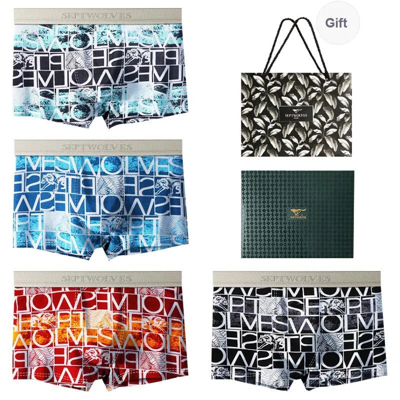 SEPTWOLVES Underwear Gift Box All Season Men's 4 Pack Gift Box Set+Shopping Bag-0