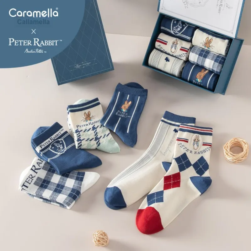 Caramella x Peter Rabbit Mid Calf Socks Unisex 6 Pack Red-14