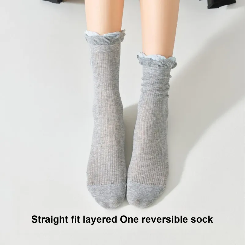 Temooues Mid Calf Socks Women's Combo Set-5